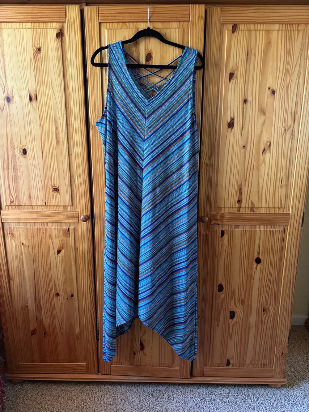 Apt. 9 Striped Maxi Dress in Teal great for summer and pairs well w/ turquoise!!